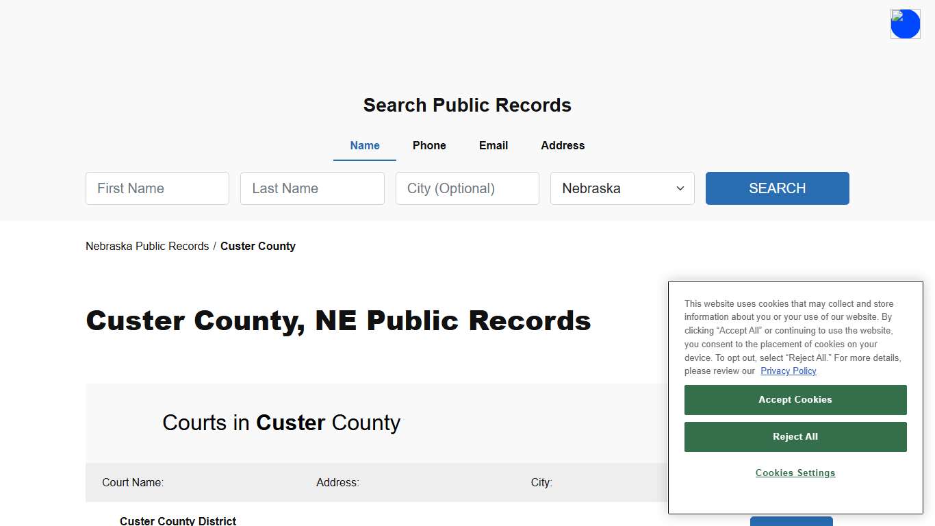 Custer County, NE Public Court, Arrest and Inmate Records - ThePublicIndex